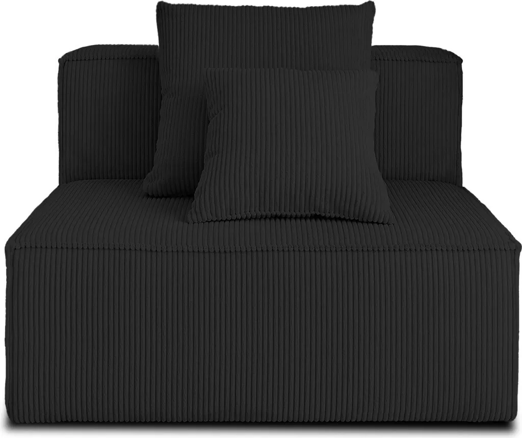Fauteuil Modulable Colombine en Velours Côtelé Noir pour Grand Salon