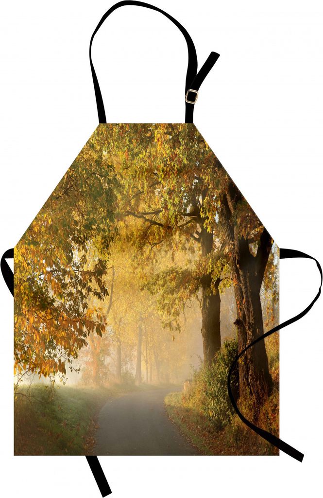 ABAKUHAUS Wald Kochschürze, Landstraße in Einer Misty Autumn Morning-Landschafts-Bahn-Landschaft natürlich, Farbfest Höhenverstellbar Waschbar ...