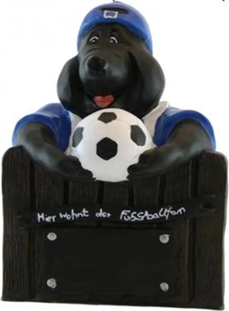 Sculpture football taupe moderne avec message fan de foot habite ici