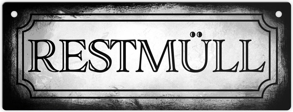 Restmüll Metallschild L in 10,5x28cm für die Mülltrennung im Used Look