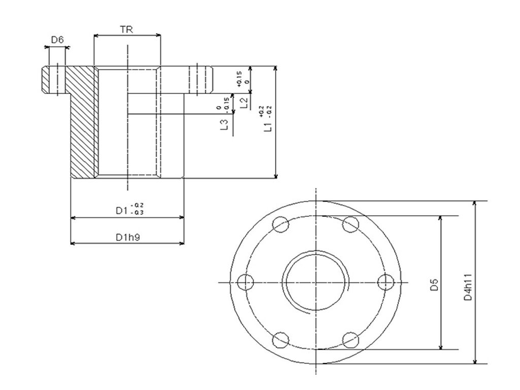 Trapezgewindemutter Flansch EBFM 16x4 Links - Rotguss, Für Hubaufgaben Unter Belastung