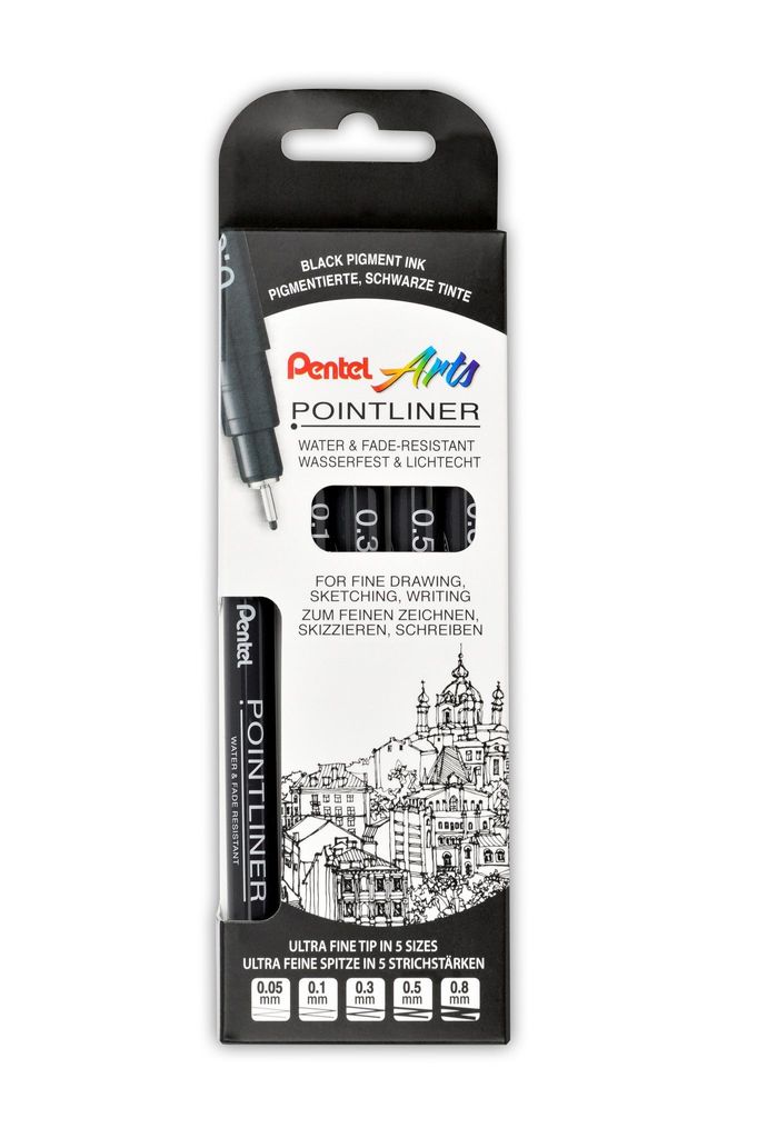 Pentel S20P-5 Pointliner Fineliner Set czarny(T) Zdjęcie produktu 