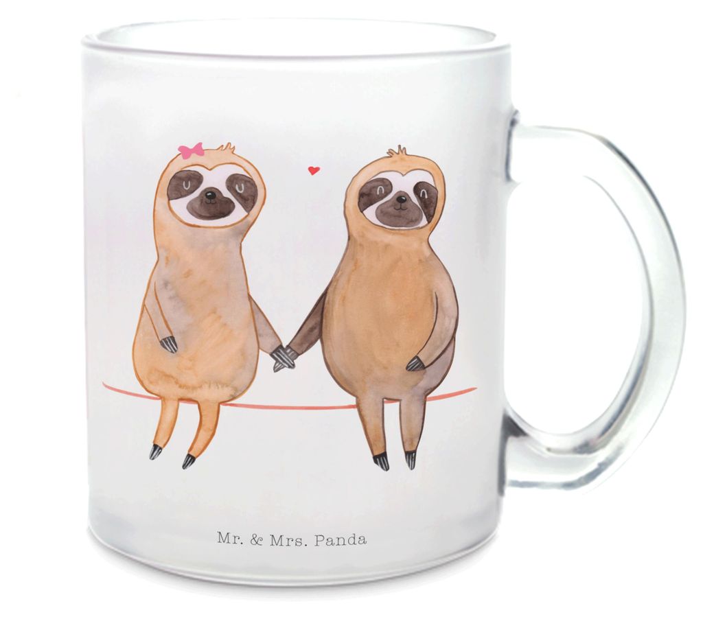 Mr. & Mrs. Panda Pott Faultier Pärchen - Transparent - Geschenk, Teetasse, Tee Tasse, Liebe, Teeglas, Häferl, Lieblingstier, Haferl