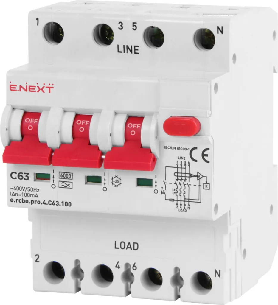 Interrupteur différentiel E.NEXT p0720026 PRO 4P 63A 100mA Type A 6kA