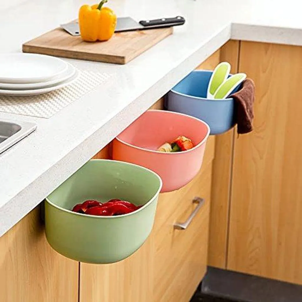Poubelle suspendue amovible en plastique robuste pour meuble de cuisine
