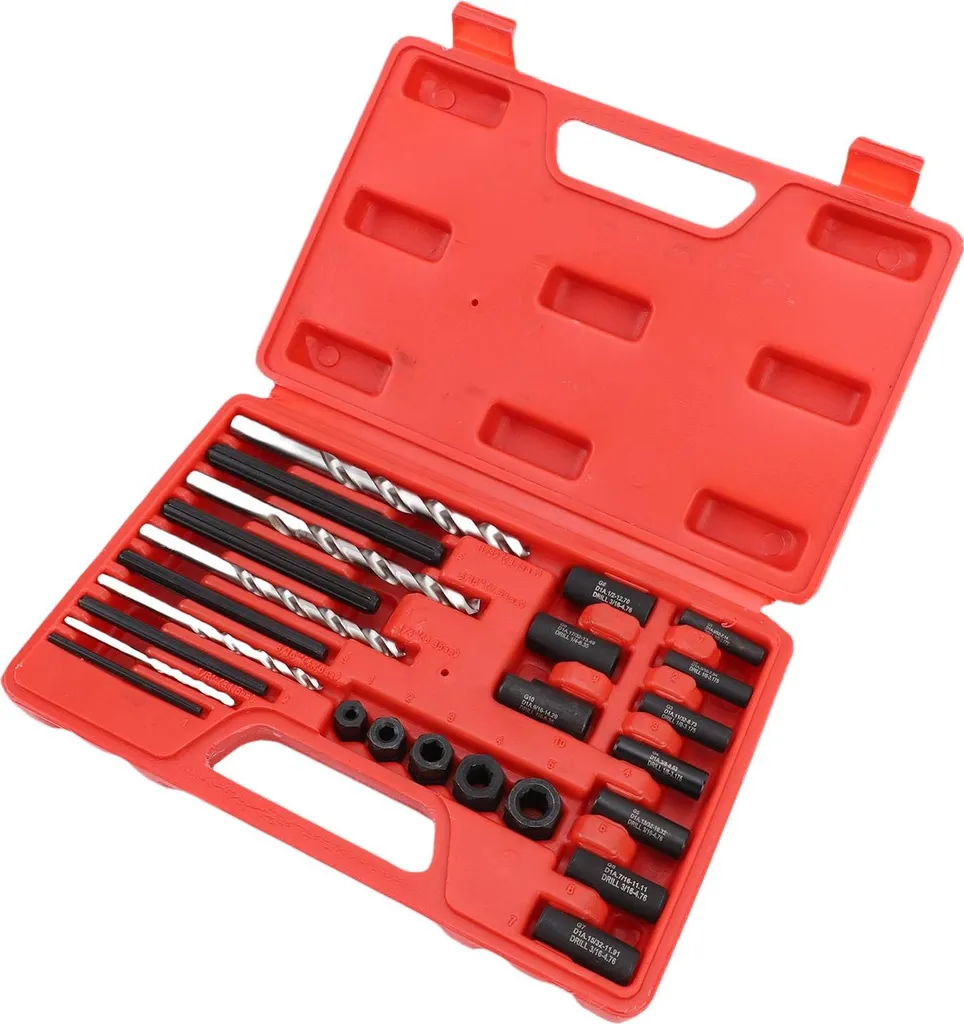 Set de 25 extracteurs de goujons pour retirer les vis foirées vite