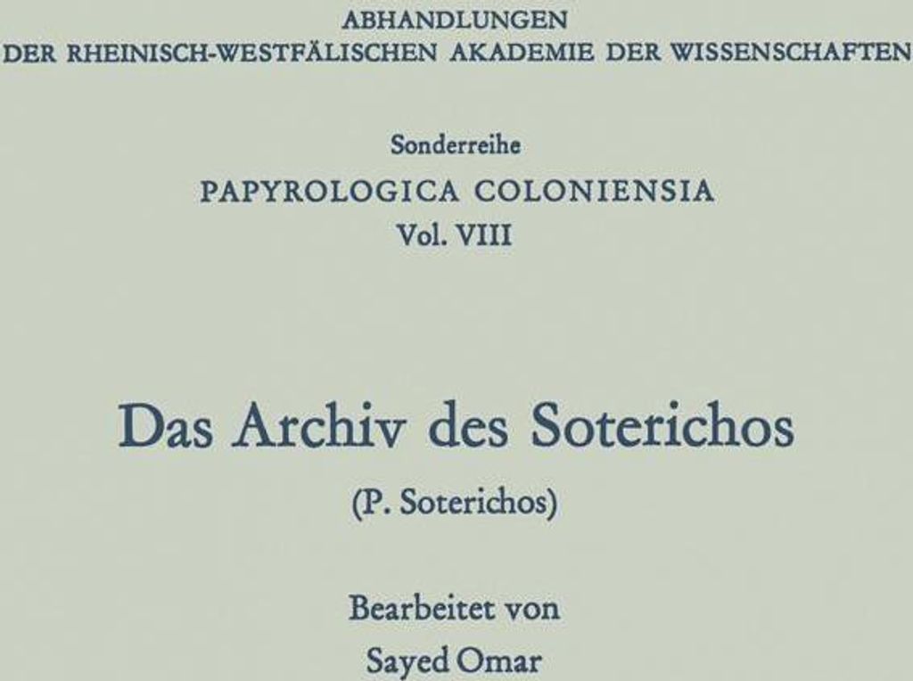 Das Archiv des Soterichos (P. Soterichos)