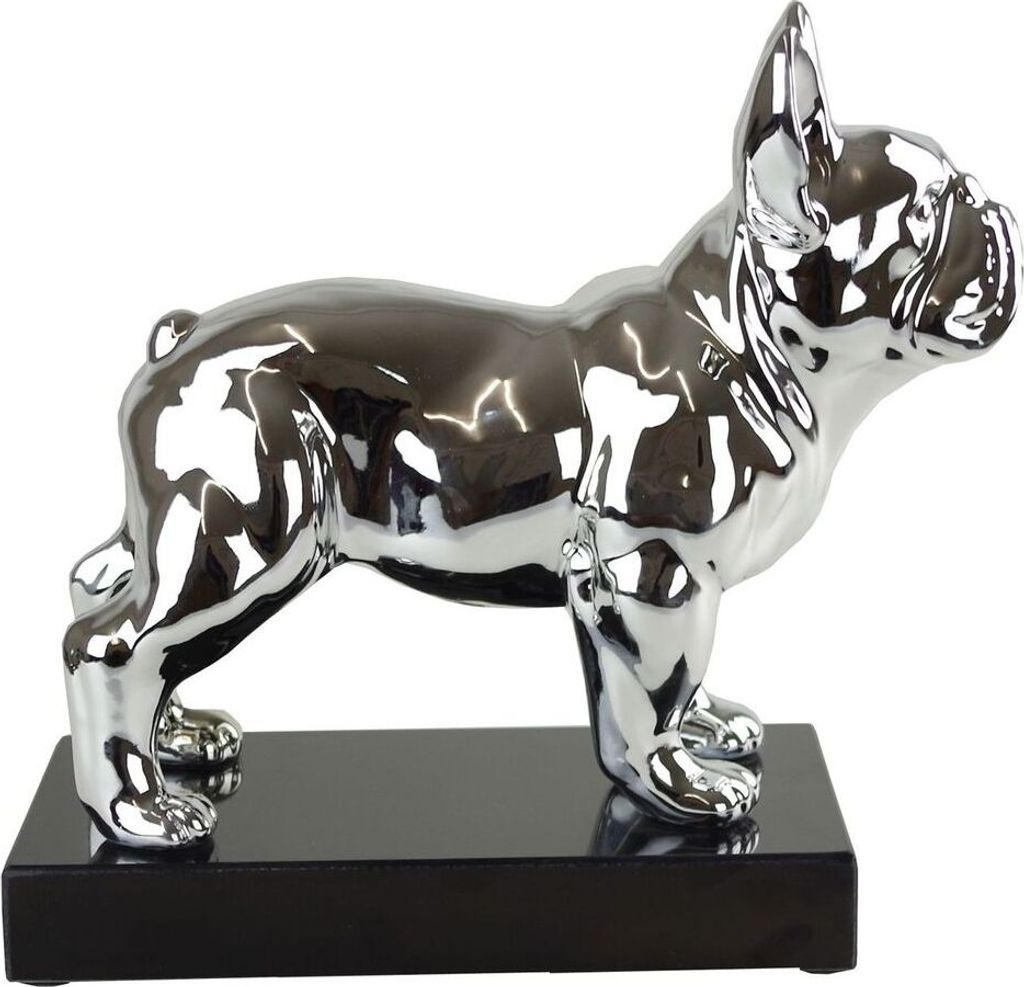 Casablanca Skulptur Bulli silber glänz.,PolyH.32cm B.34cm,T.15cm,stehend,auf Marmor Sockel (LxBxH) 15 x 34 x 32 cm