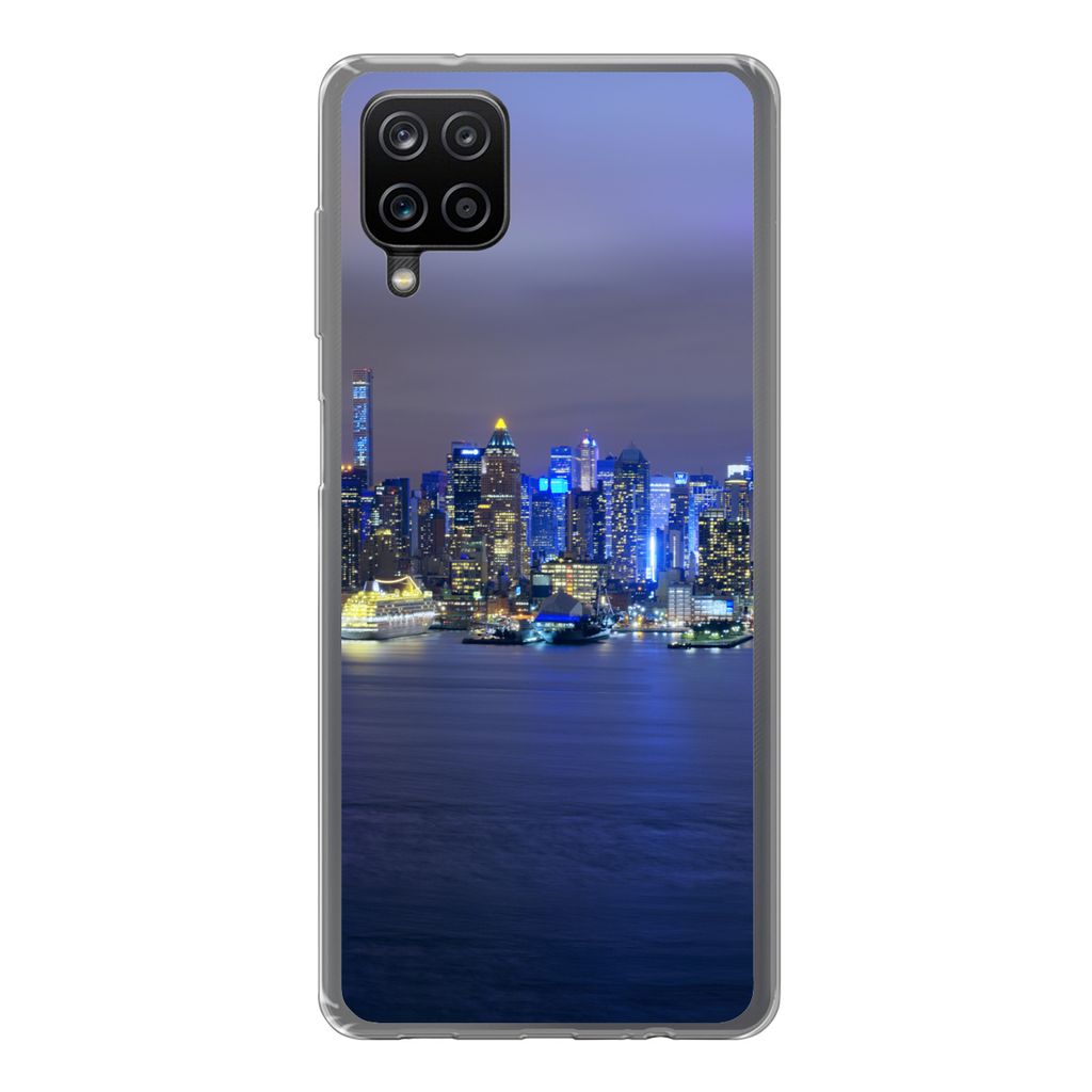 MuchoWow Handyhülle Schutzhülle Hülle für Samsung Galaxy A12 New York - Skyline - Nacht Silikon Softcase Handy Hülle - Bild