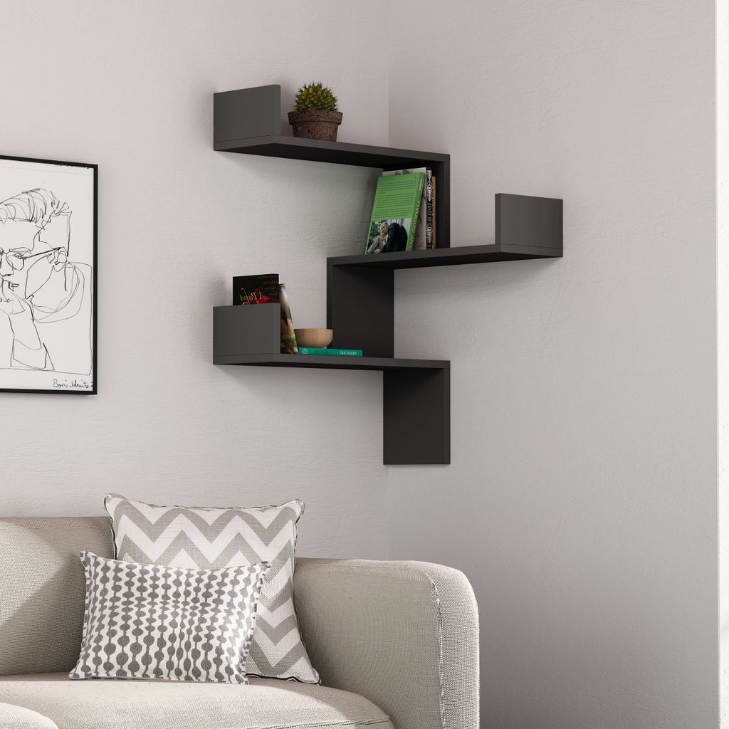 DECORTIE Luksa Eckwandregal Modernes Bücherregal Produktbild 