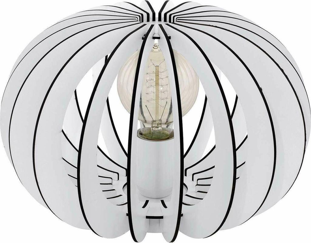 Tischlampe Holz weiß 30 cm Holzlamelle Leuchte Lampe Tischleuchte 95035 Eglo