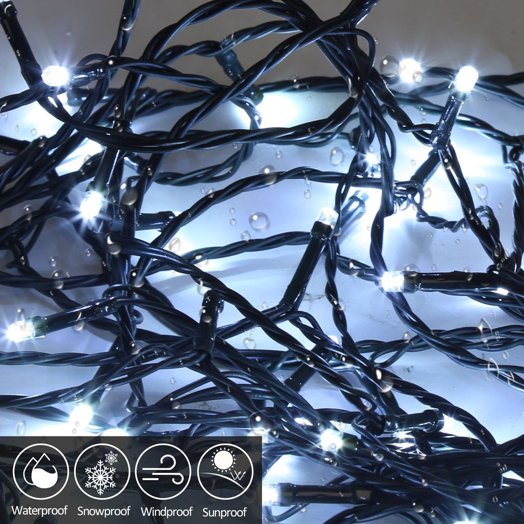 Jayseuw 20M 200 LED Lichterkette 8 Lichtmodi Party Garten Beleuchtung Innen Weihnachten Hochzeit Deko Kaltweiß