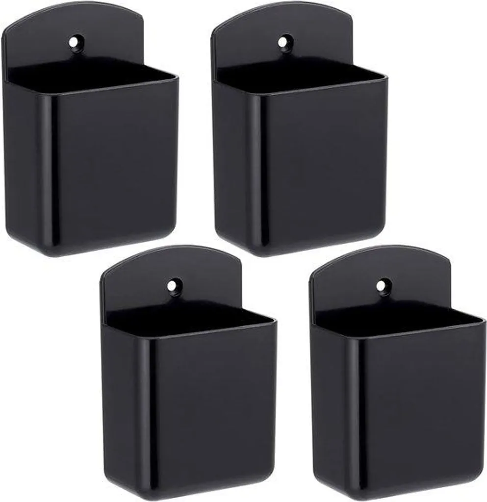 Support 4 télécommandes noir sans perçage avec fixation adhésive forte