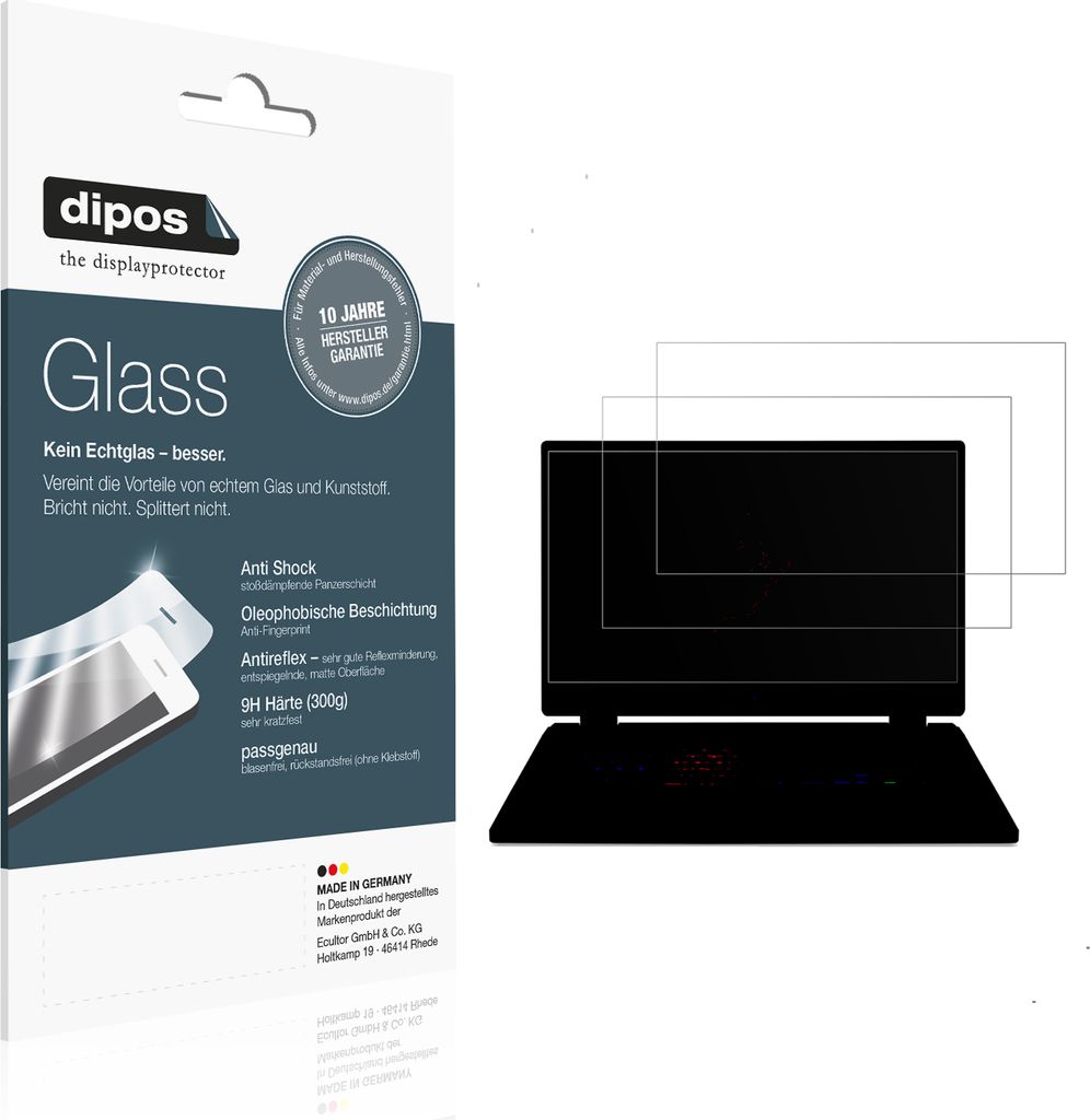 2x Schutzfolie für Acer Nitro 17 AN17-42 matt - Anti-Shock 9H Folie dipos Glass Kunststoffglas