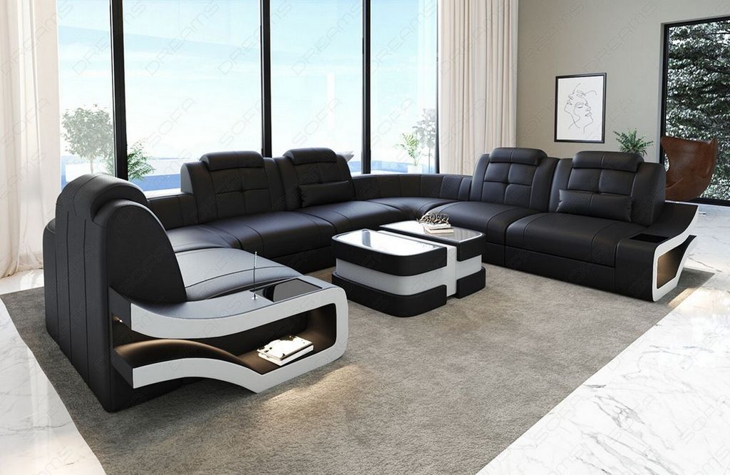 Leder Wohnlandschaft Elena Premium Kunstleder