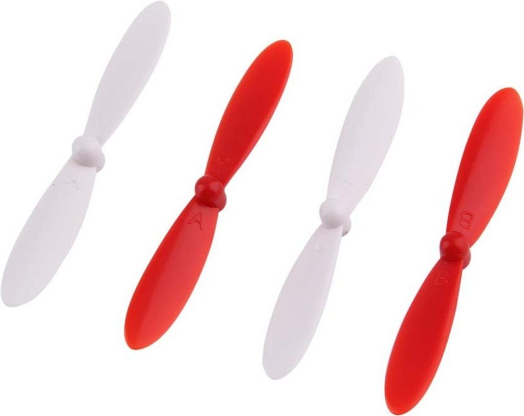 vhbw 4x Propeller kompatibel mit Hubsan X4 H107 LED Drohne - 2 Paar Ersatzpropeller, Selbstsichernd Rot Weiß