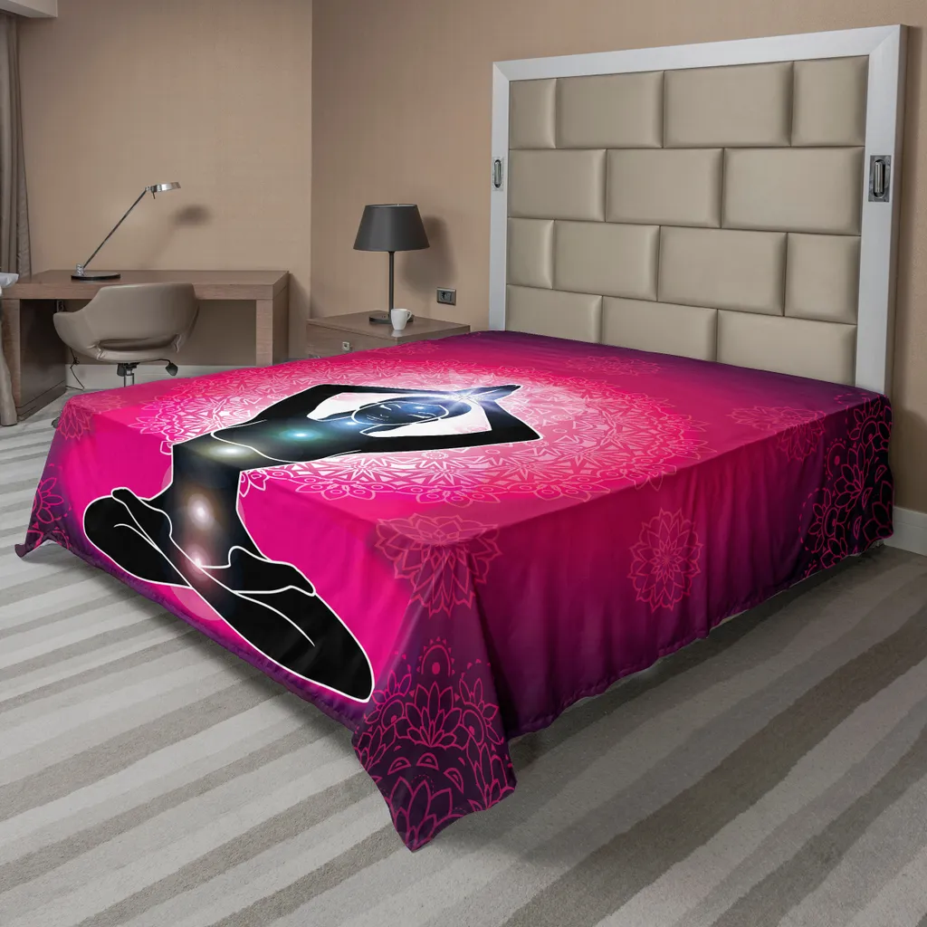 Lenzuolo Sopra Yoga Chakra ABAKUHAUS 244x205 Rosa Nero