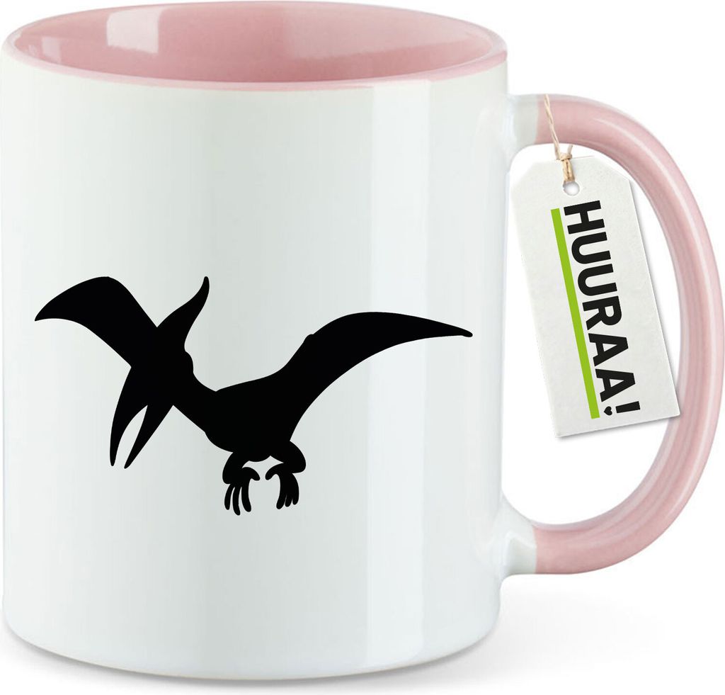 Huuraa Kaffeetasse Pteranodon Dinosaurier 330ml Rosa Keramik Kaffeebecher Geschenkidee