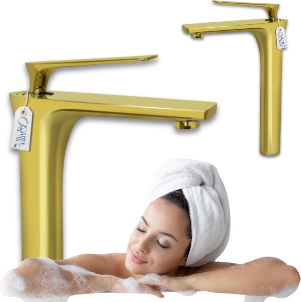Silla | Wasserhahn Bad - Gold - Waschtischarmatur - Hochwertiges Messing - Einhebelmischer