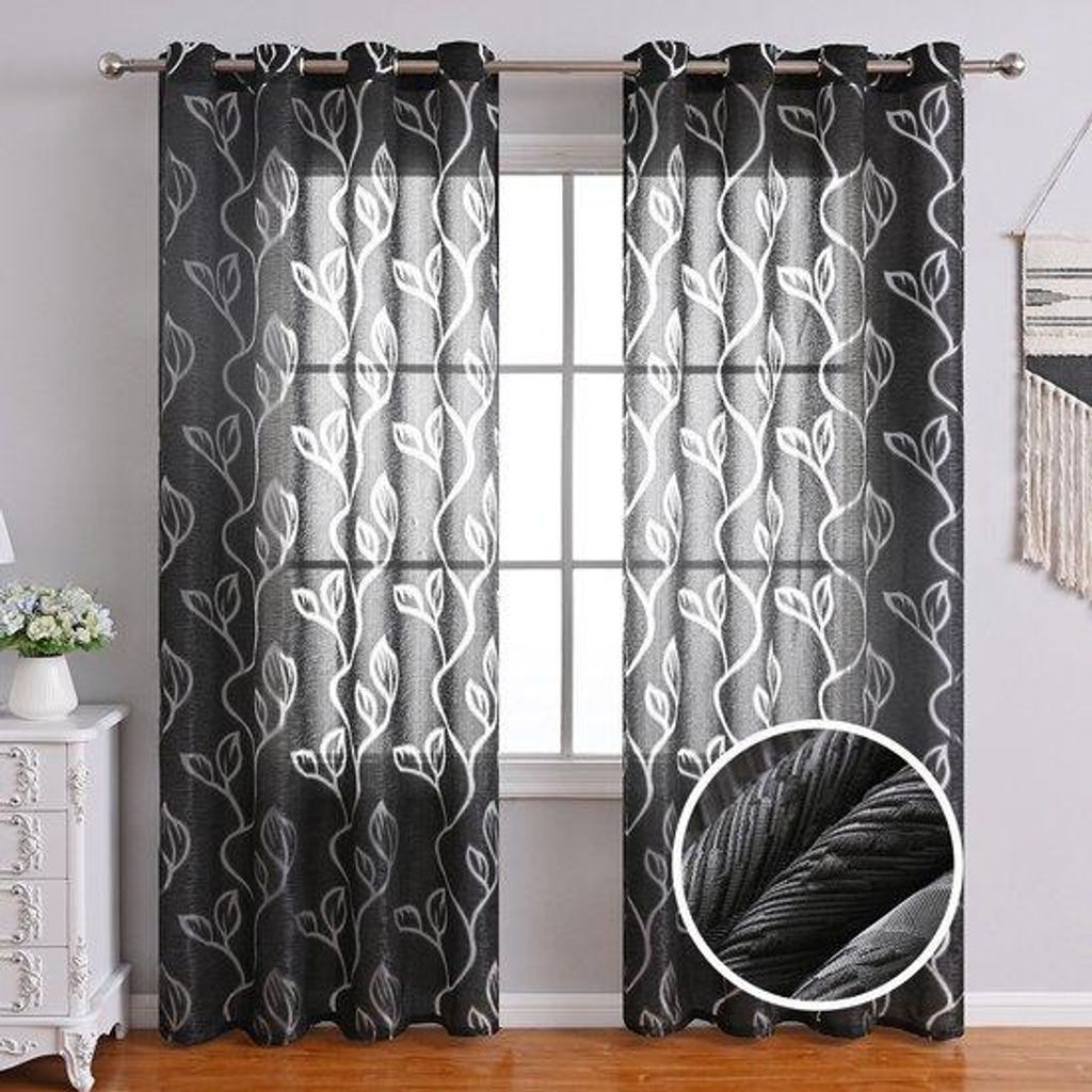 Durchlässige Dekoration in Form eines Blattes - 100 cm x 250 cm (schwarz)