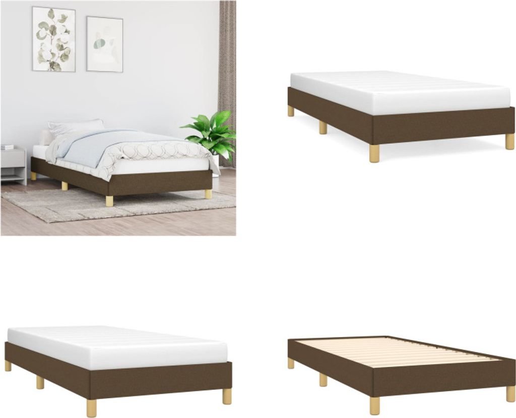 vidaXL Bettgestell Dunkelbraun 90x190 cm Stoff - Bettgestell - Bettgestelle - Bettrahmen - Bett