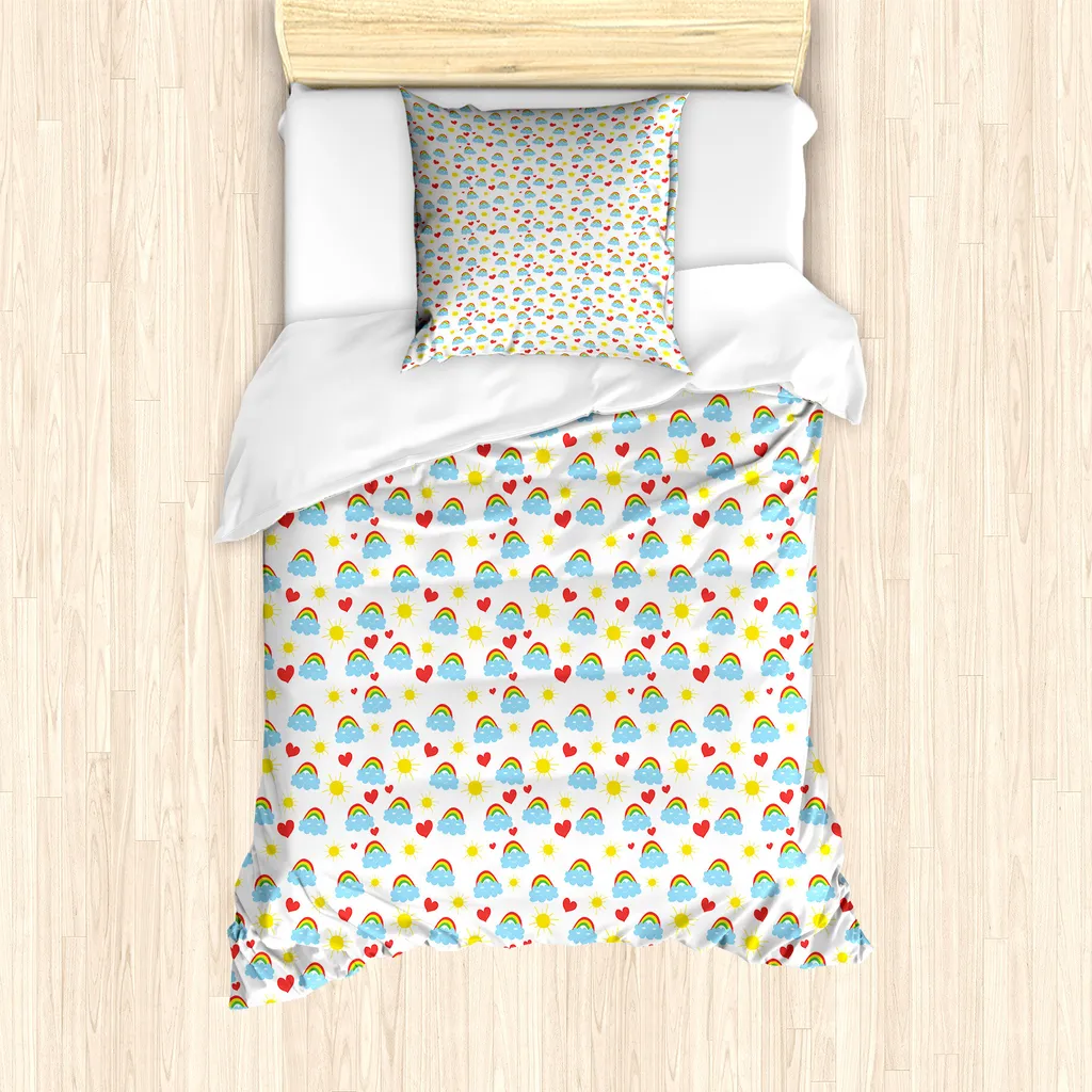 Copripiumino Bimbo Nuvole Arcobaleno 135x200 - Qualità ABAKUHAUS