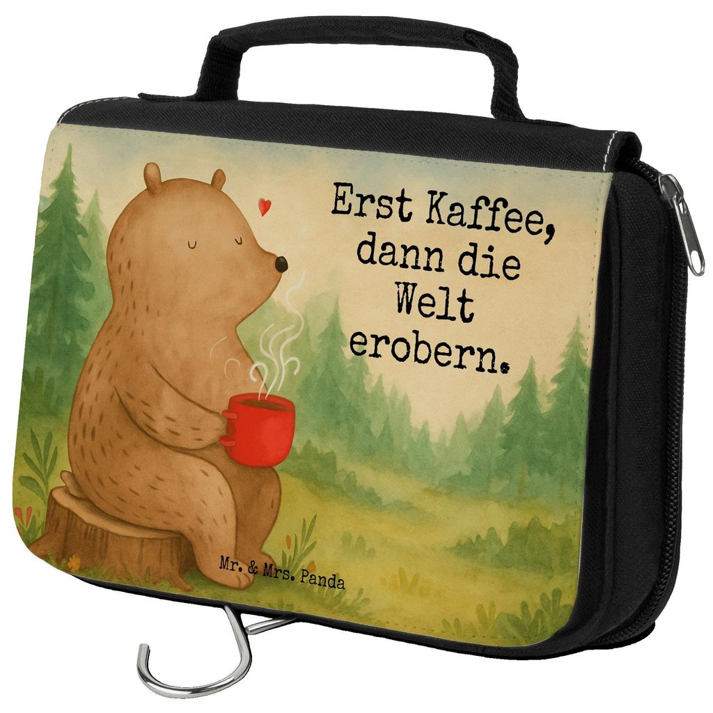 Mr. & Mrs. Panda Kosmetiktasche Bär Kaffee Design - Weiß - Geschenk, Guten Morgen, Motivation, Coffee, Make-Up Tasche, kosmetiktäschchen, Kultur...