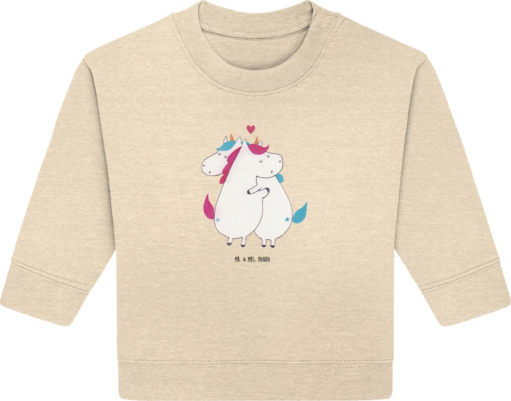 Mr. & Mrs. Panda Organic Baby Pullover Einhorn Mitteilung 24. - 36. Monat - Natural Raw - Geschenk, Unicorn, Partner, Einhörner, Spruch, Valentins...