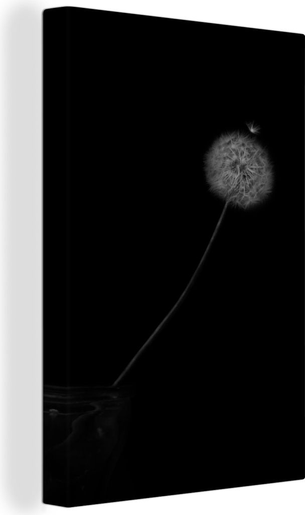 OneMillionCanvasses - Leinwandbilder - 90x140 cm, Blumen - Löwenzahn - Samen - Schwarz - Weiß, Wandbilder Kunstdruck Wanddekoration - Foto auf ...