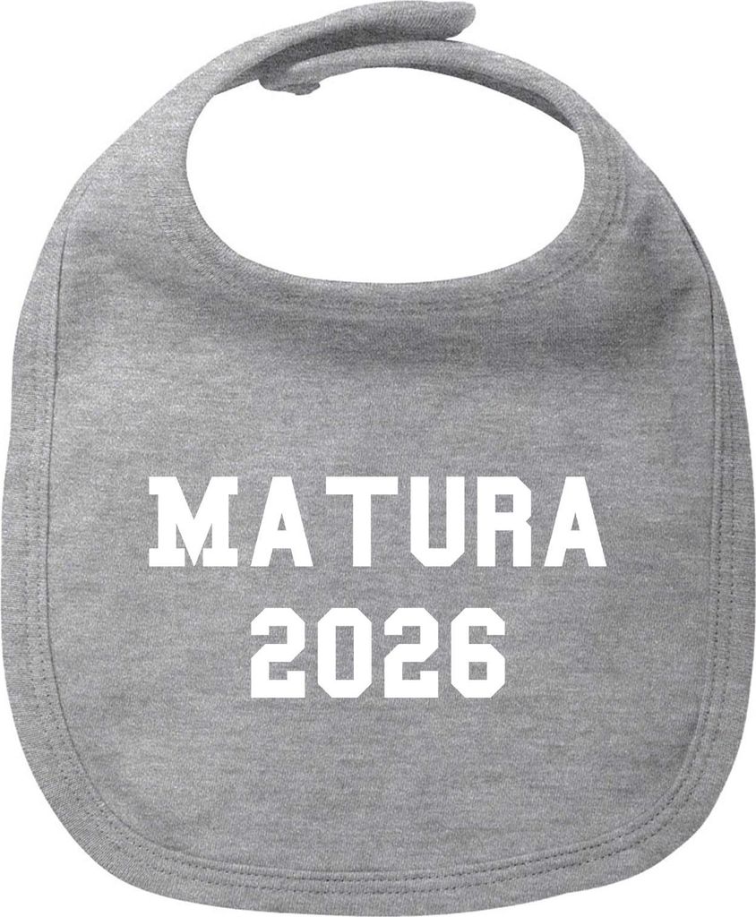 Huuraa Baby Lätzchen Matura 2026 Abschluss Österreich / Schweiz Heather Grey Klettverschluss Baumwolle Latz Geschenkidee