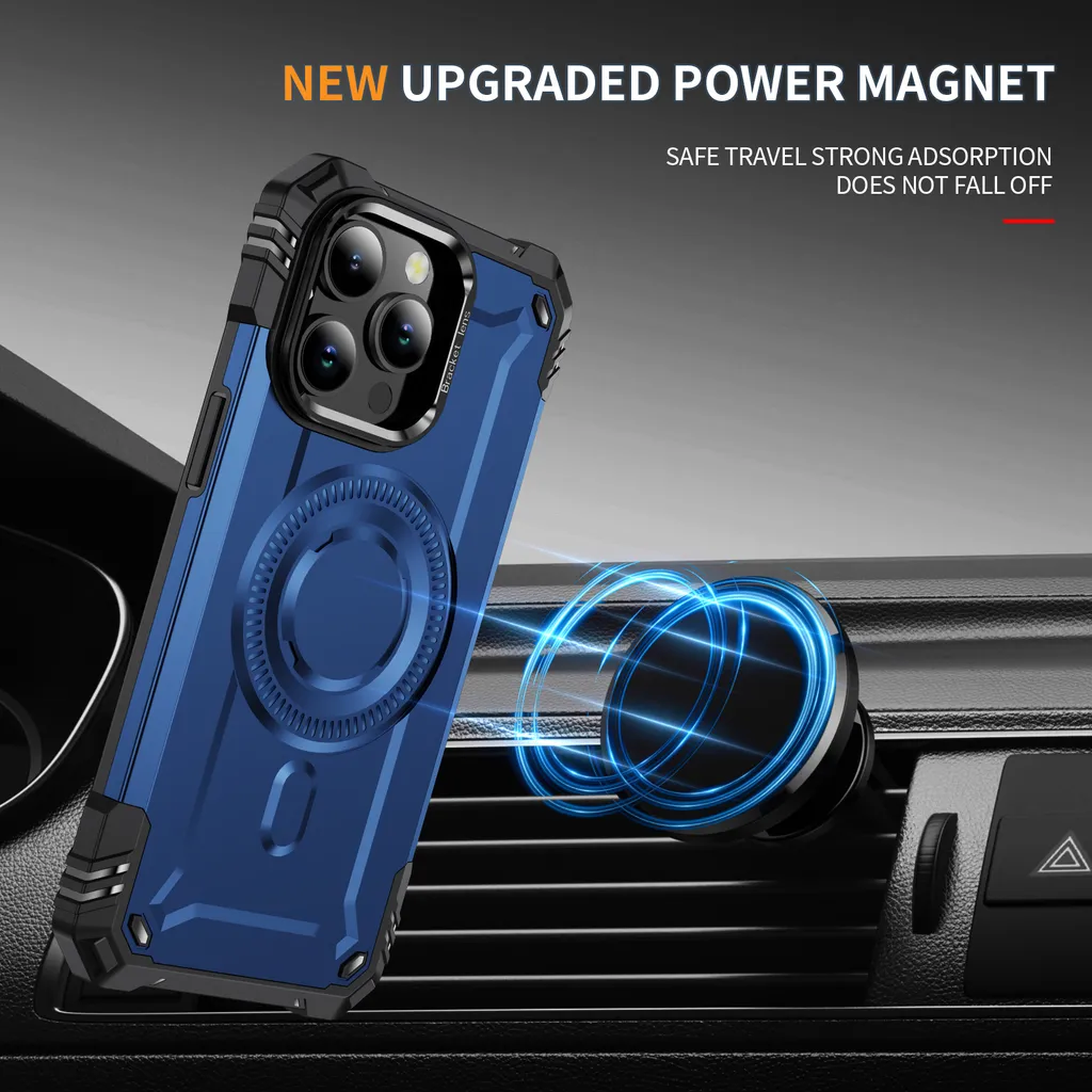 Cover Professionale iPhone 15 Pro Max Blu con Anello Magnetico - 3