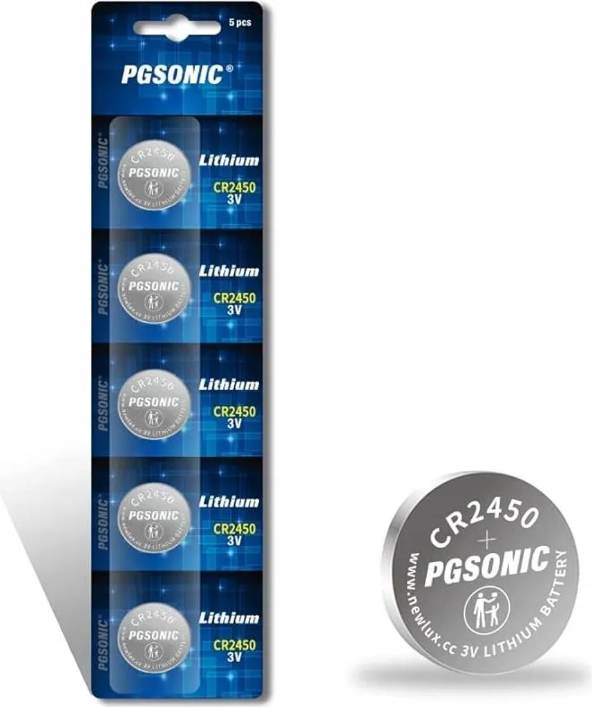 Pile Lithium CR2450 PGSONIC pour Capteurs et Domotique - 5 Piles 3V Pack