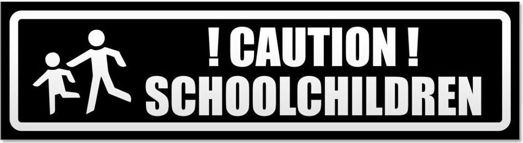 Kiwistar Caution schoolchildren invertiert Magnetschild Schild magnetisch - 45cm Schwarz - Magnetfolie für Auto PKW Kfz