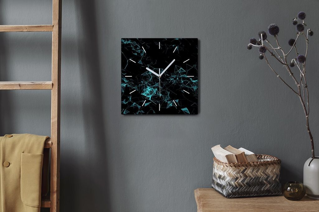 Coloray Hodiny Unikátní 30x30 cm Tiché hodiny Pro obývací pokoj a kuchyň Nástěnné hodiny Plátno Bílé ručičky hodin - rozbité trojúh...