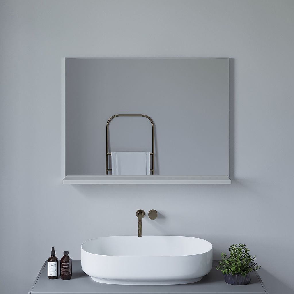 AQUABATOS  Badspiegel mit Ablage, Wandspiegel mit Regal Produktbild 