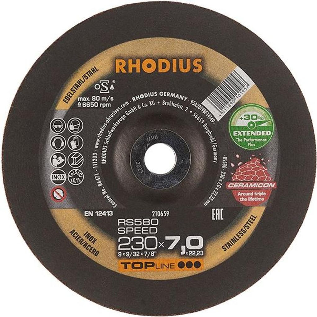 RHODIUS Schruppscheibe RS 580 SPEED EXTENDED 230 x 7,0 x 22,23 mm