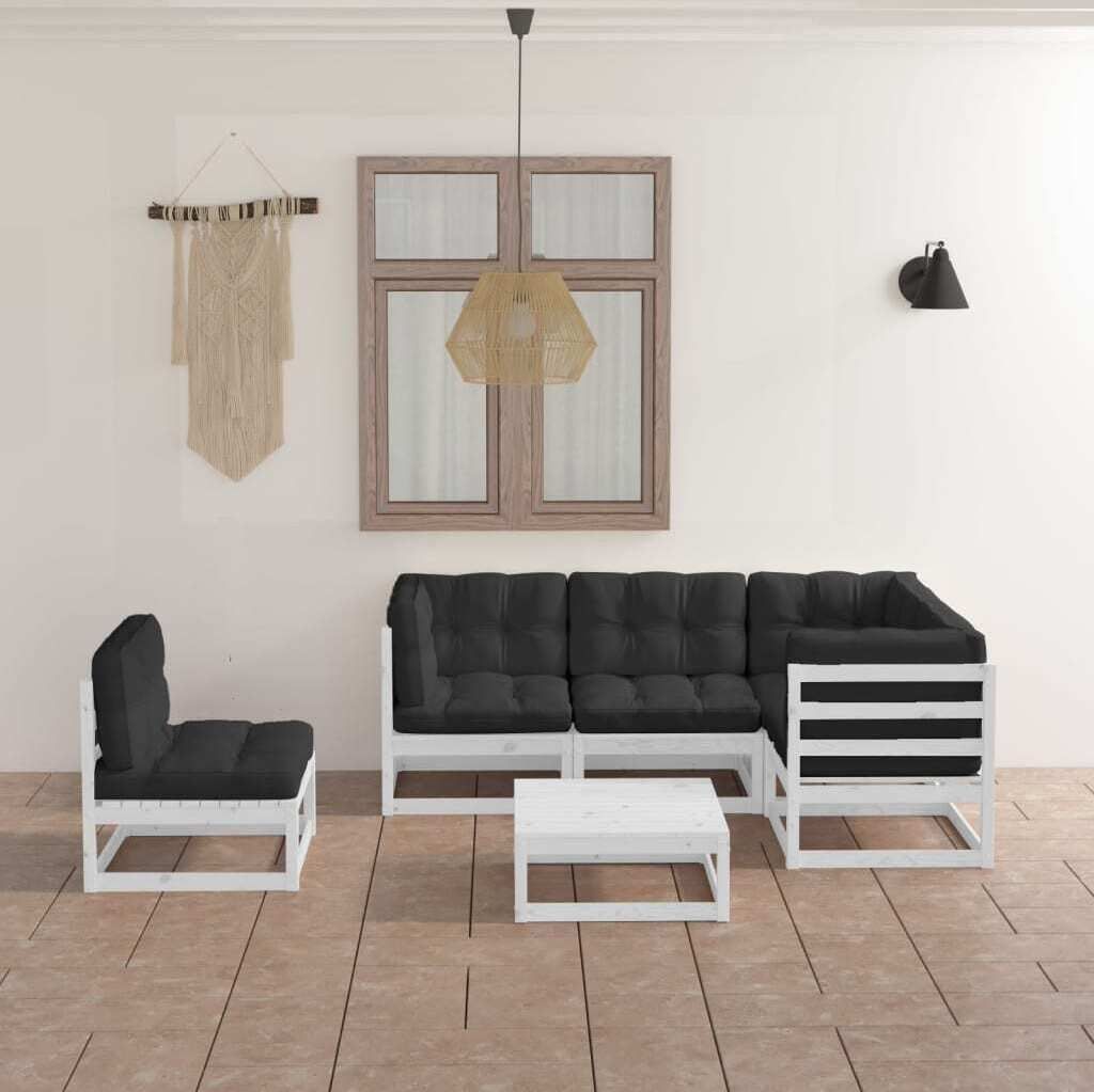 Maison Exclusive - 6-tlg. Garten-Lounge-Set mit Kissen Kiefer Massivholz