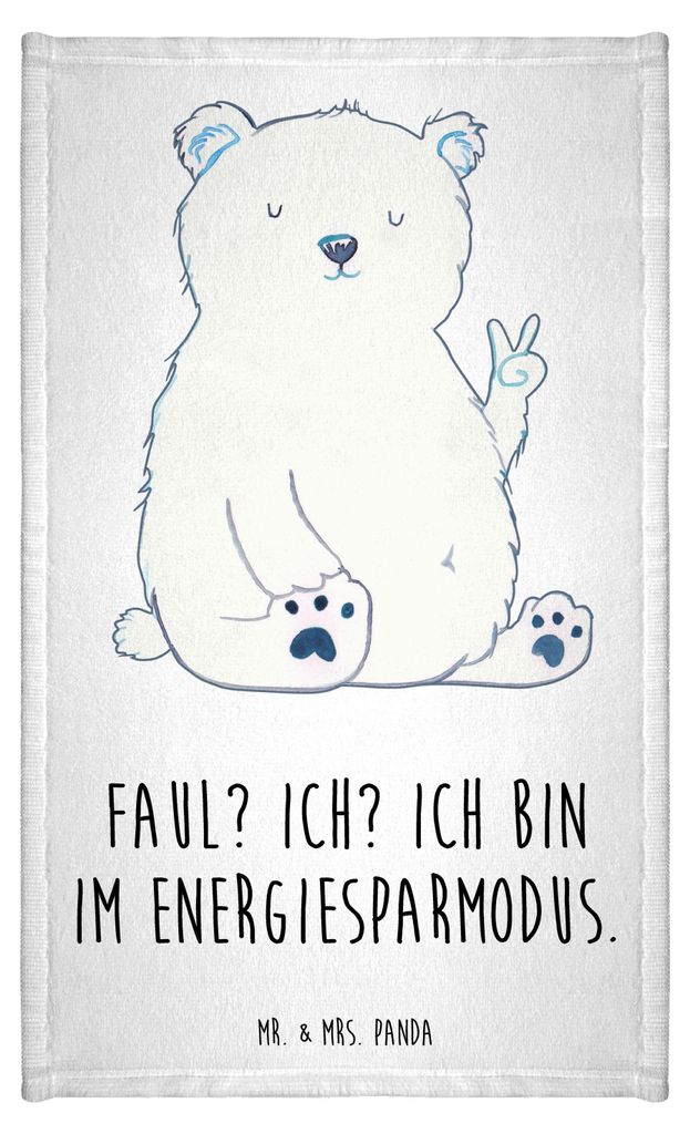 Mr. & Mrs. Panda Handtuch Eisbär Faul - Weiß - Geschenk, Produktbild 