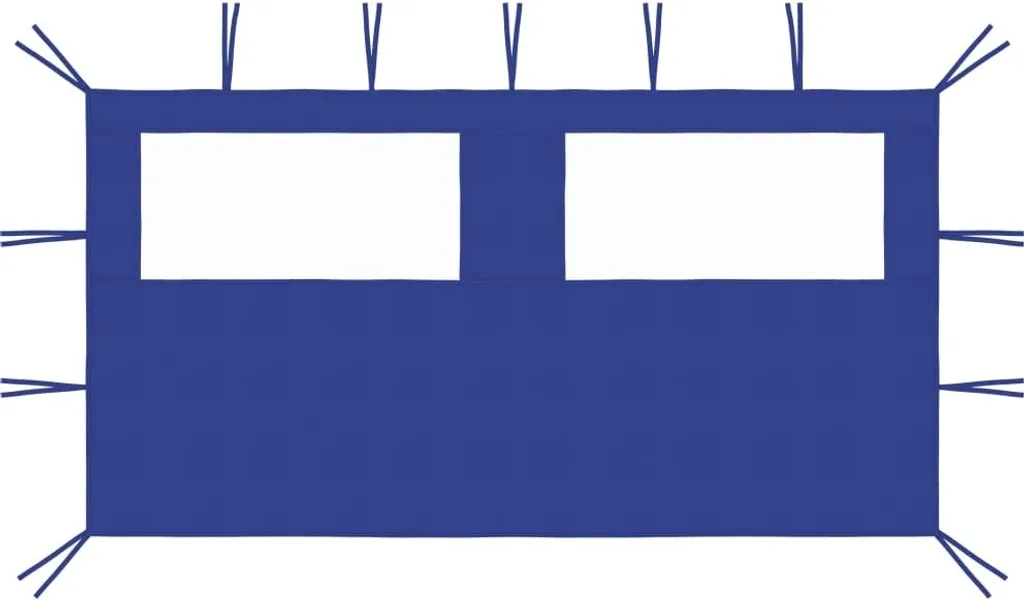 Telo Parete Laterale Gazebo 4x2 m Blu - Accessorio con Finestra PVC