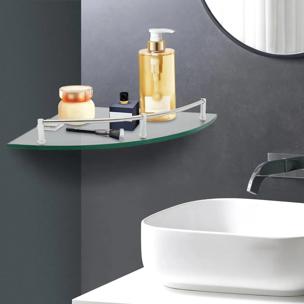 Étagère d'angle murale triangulaire en métal noir mat pour douche