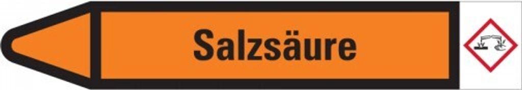 Dreifke Aufkleber I RKZ-Etikett Salzsäure, links, orange/schwarz, für Ø 40-6...