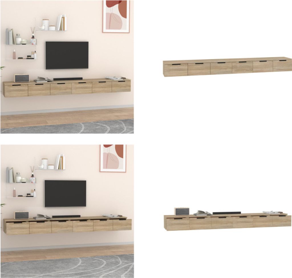 vidaXL Wandschränke 2 Stk. Sonoma Eiche 102x30x20 cm Holzwerkstoff - Wandschrank - Wandschränke - Hängeschrank - TV-Wandschrank