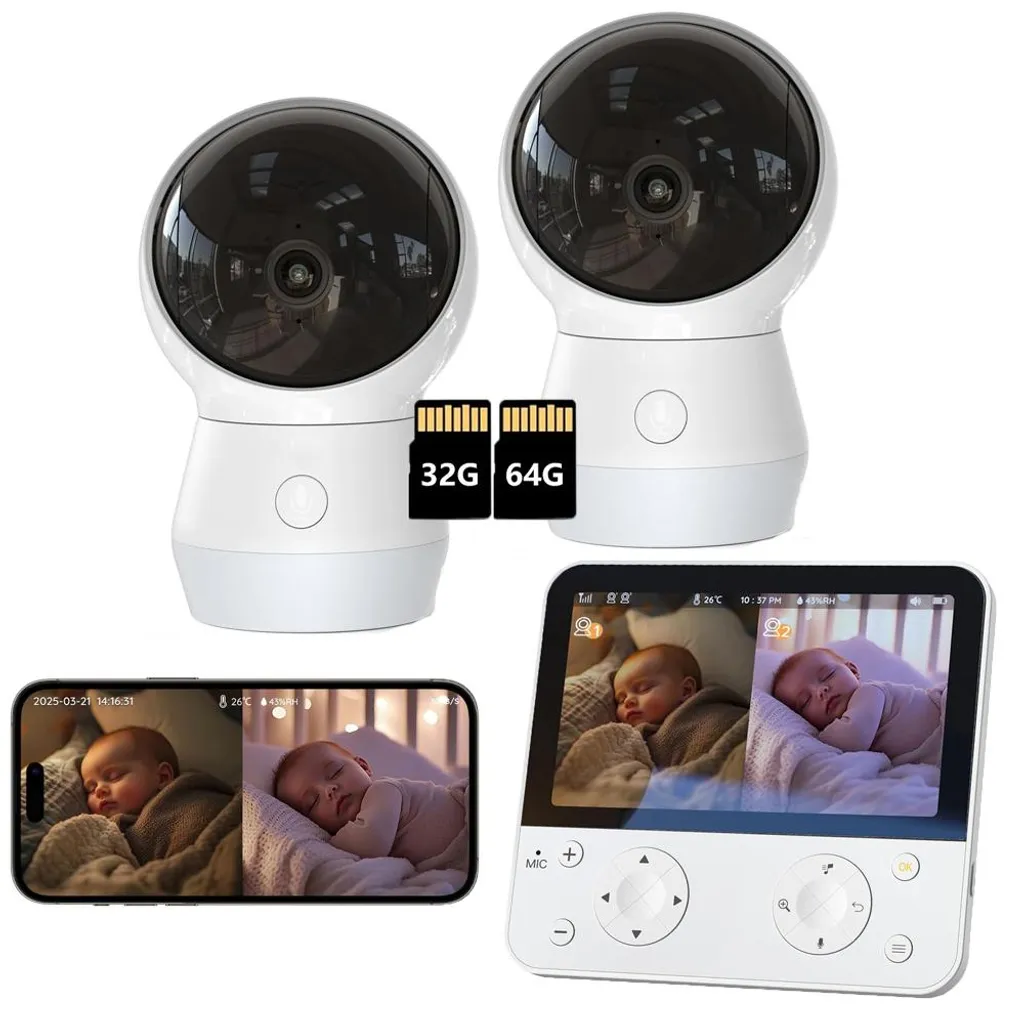 Moniteur Bébé Vidéo pour Jumeaux avec Application Mobile et Vision Nocturne