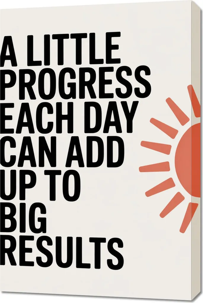 Quadro 60x90 cm Motivazionale Affermazione Retro Vintage Per il salotto Little Progress - 1