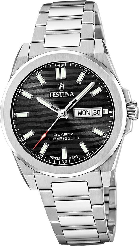 Festina Herrenuhr Swiss Made Armbanduhr Edelstahl silber D2UF20073/5
