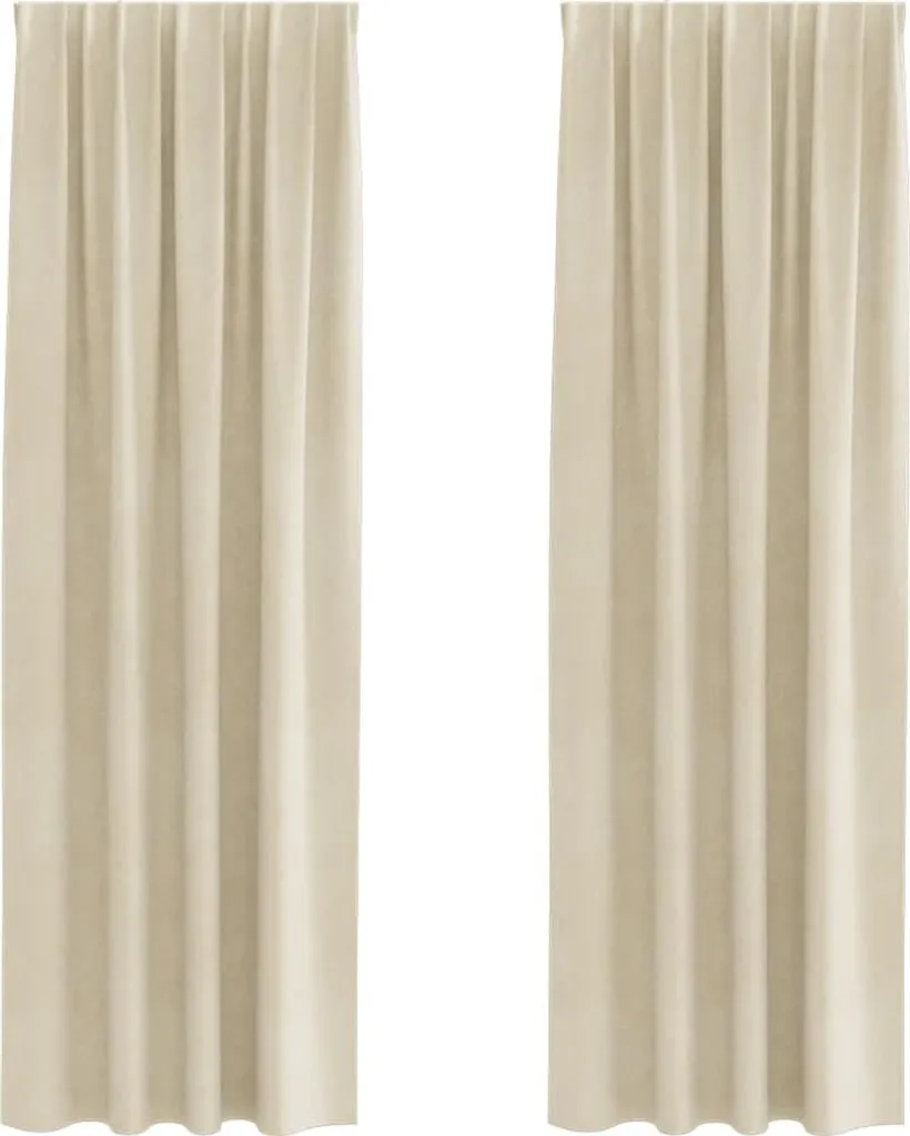 vidaXL Tende Oscuranti 140x245 cm velluto crema - Set 2 pezzi