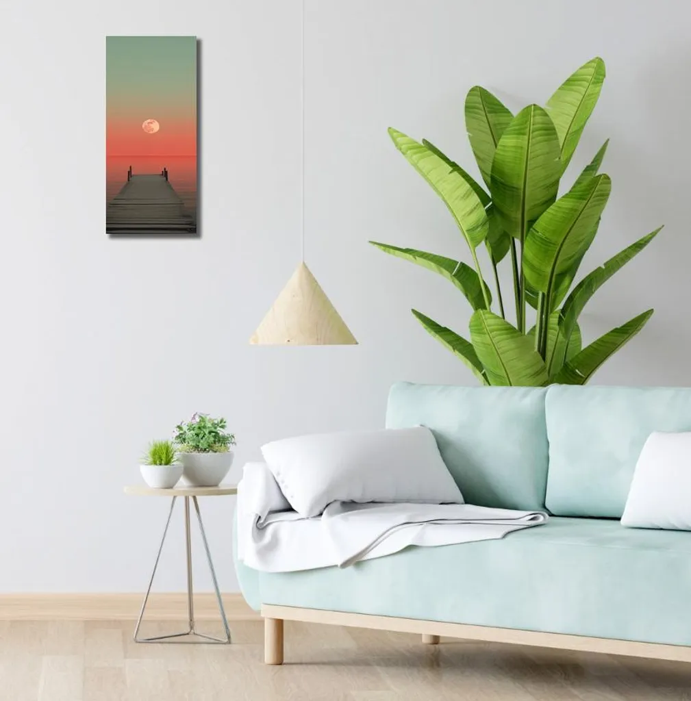 Quadro 20x50 cm Luna sull'acqua - 2
