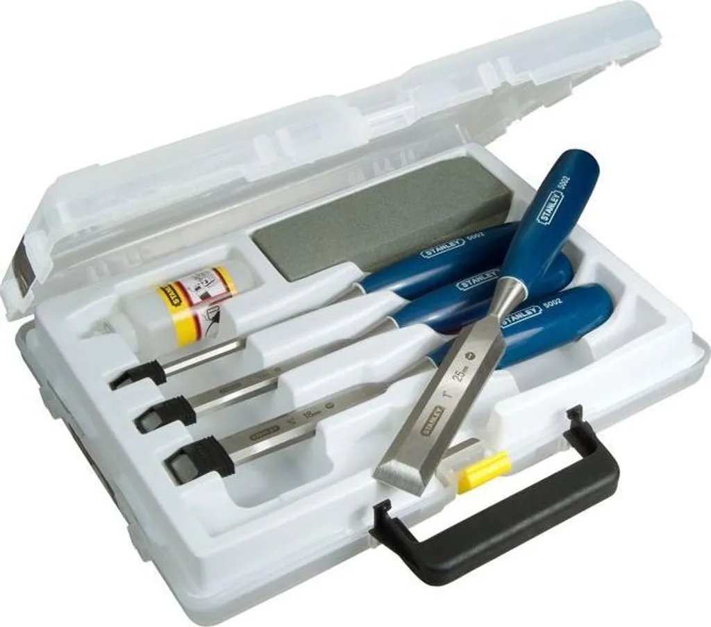 Offerta Set STANLEY 4 Scalpelli ABS + Affilatore | 6-25mm Legno