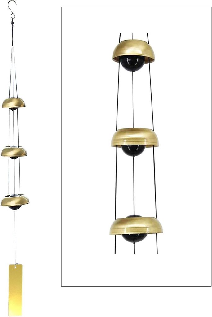Feng Shui Windgong - Dekoration für Garten und Fenster - Kupfer - 3 Glocken