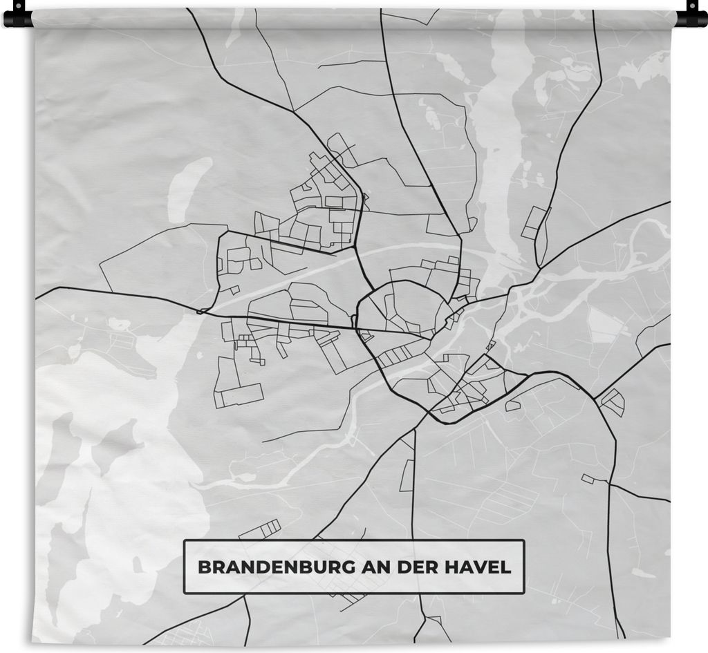 MuchoWow Wandteppich Wandbehang Stadtplan - Karte - Brandenburg an der Havel - Deutschland 60x60 cm Tapisserie Dekoration Wandtuch - Dekorationen...